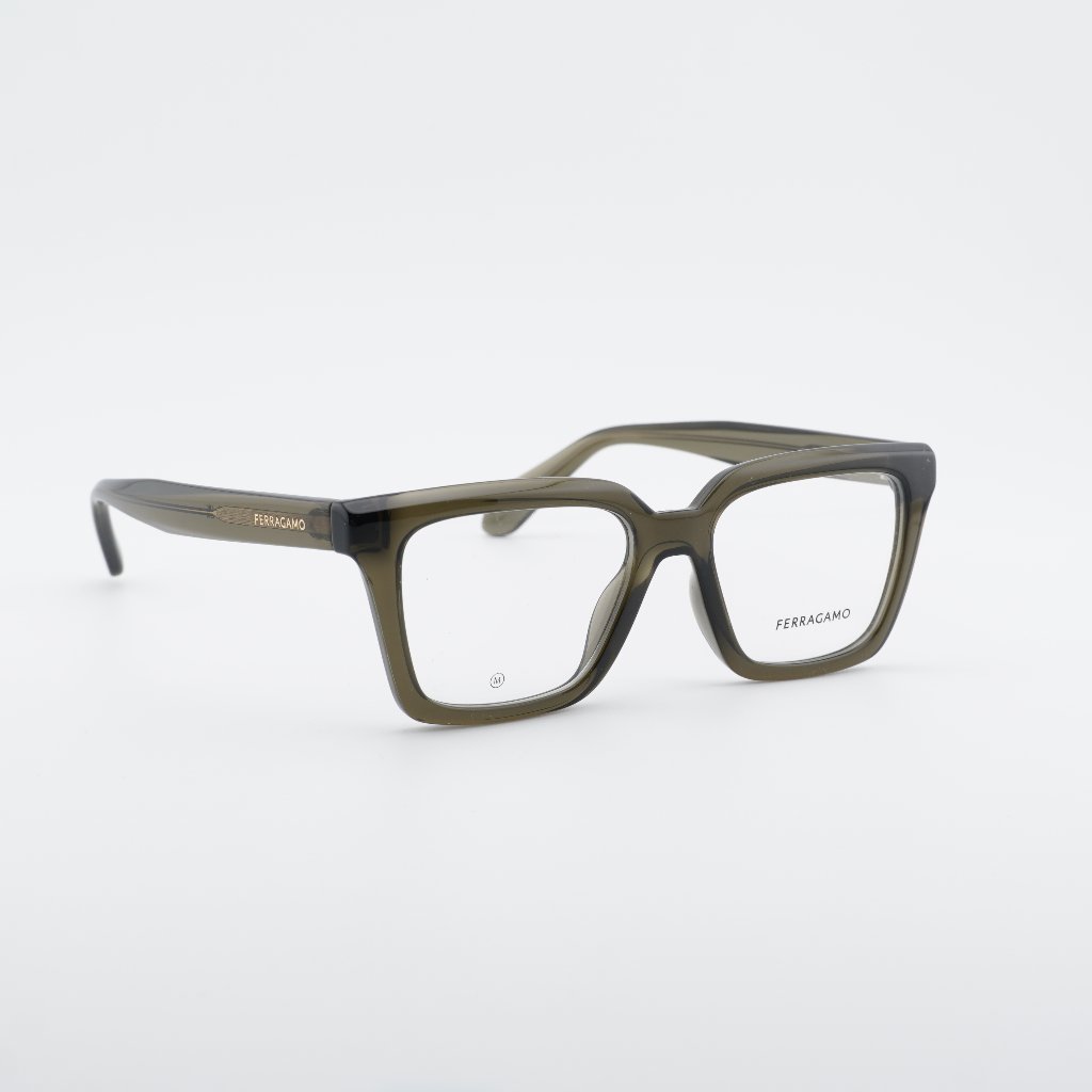 Salvatore Ferragamo Sf2985 320 Eyeglasses Transparent Khaki 52mm Rectangle Frame